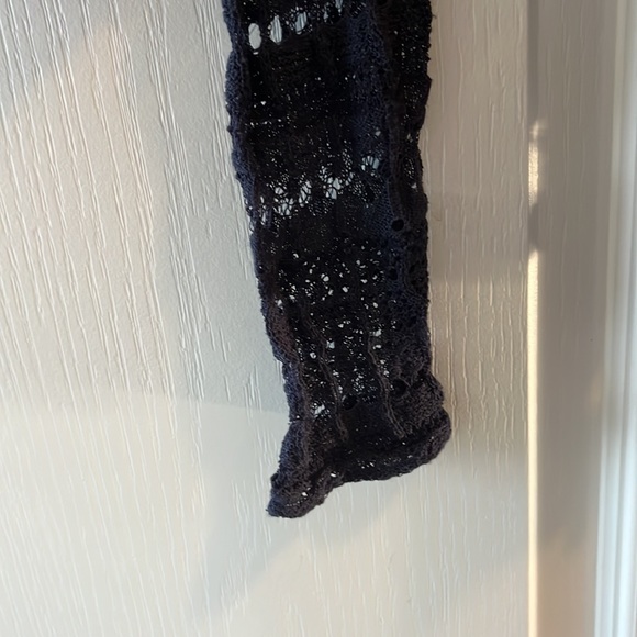 GUc Free People boho style grey jersey and navy blue lace  top - Picture 6 of 15